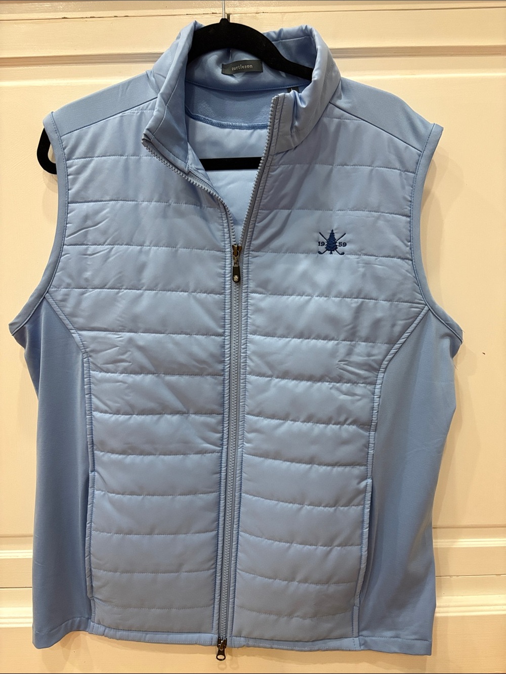 Light Blue Quilted Men’s Vest - Performance Sleeveless Jacket